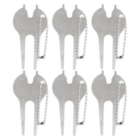 6Pcs Golf Green Divot Tool Portable Zinc Alloy Lawn Repairing Fork Ball Marker Accessory