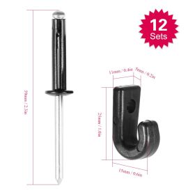 12PCS J Hooks Lashing Hooks Bungee Hooks with 12 Rivets for Kayak Canoe Paddle Board Accessories (Option: as picture)